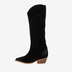 Free People Sway Low Slouch Black Suede Tall Boots NWOB EU 38 US 7.5